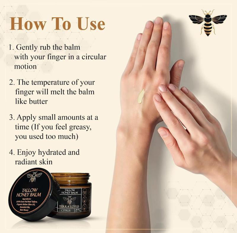 🍯Handmade Organic Grass-Fed Beef Tallow Balm with Raw Honey 🌿