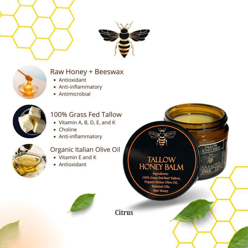 🍯Handmade Organic Grass-Fed Beef Tallow Balm with Raw Honey 🌿