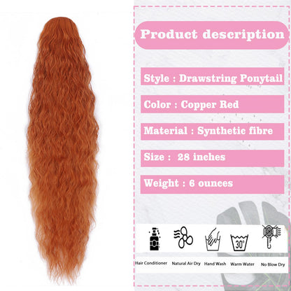30-Inch Long Wavy Curly Hair False Ponytail