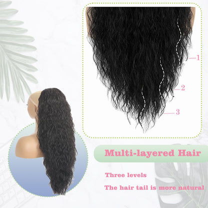 30-Inch Long Wavy Curly Hair False Ponytail