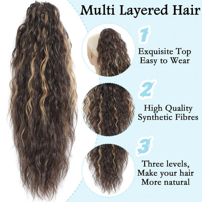 30-Inch Long Wavy Curly Hair False Ponytail