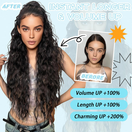 30-Inch Long Wavy Curly Hair False Ponytail