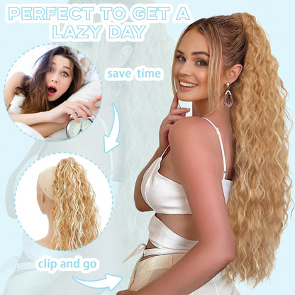 30-Inch Long Wavy Curly Hair False Ponytail