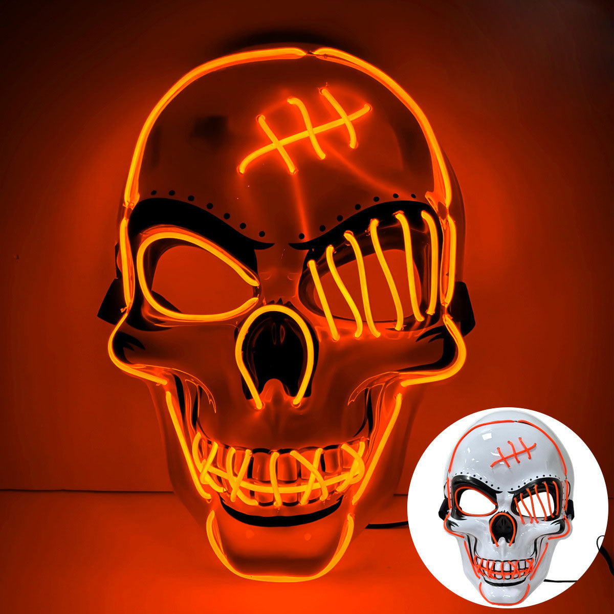 2025 New Halloween Scary LED Skeleton Mask