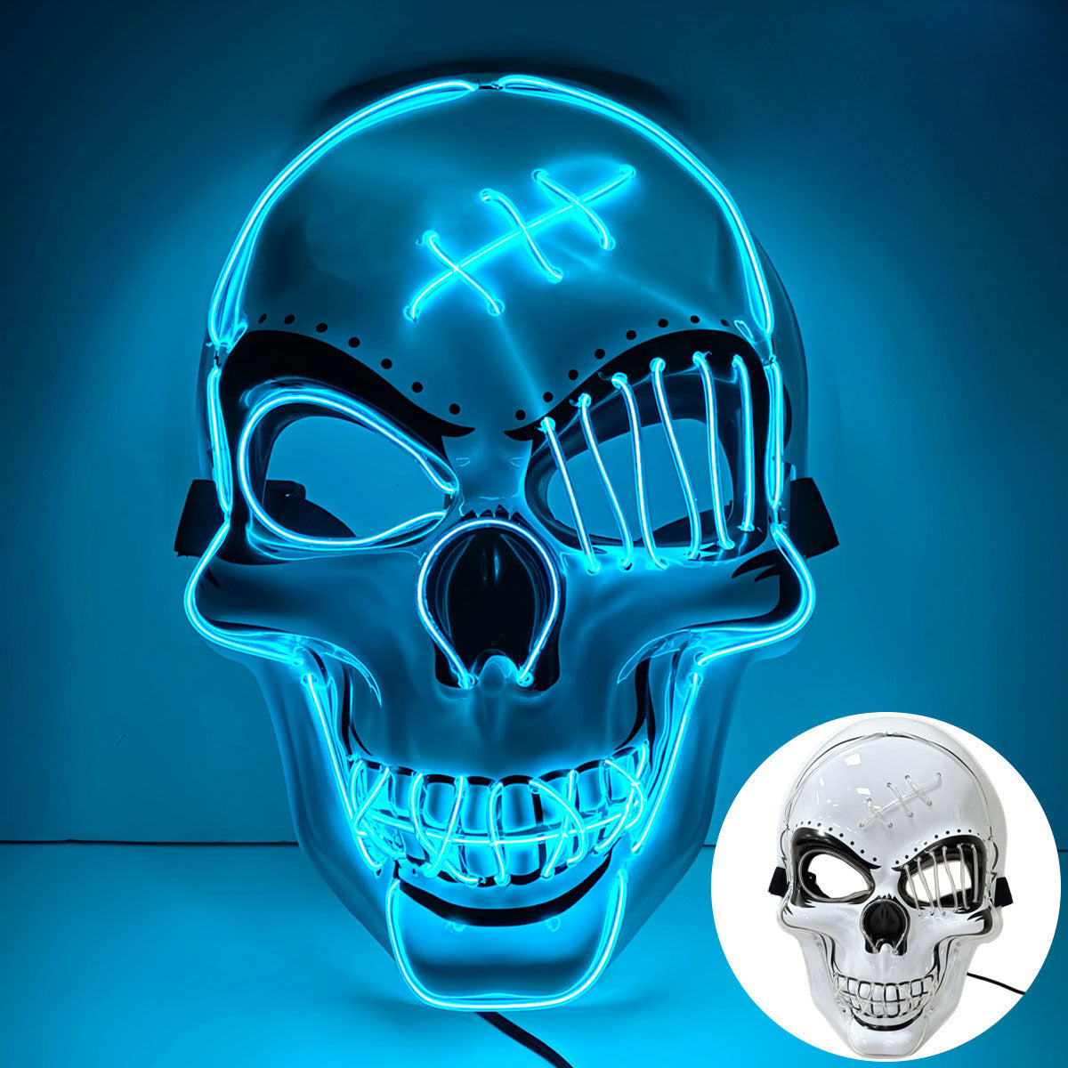 2025 New Halloween Scary LED Skeleton Mask