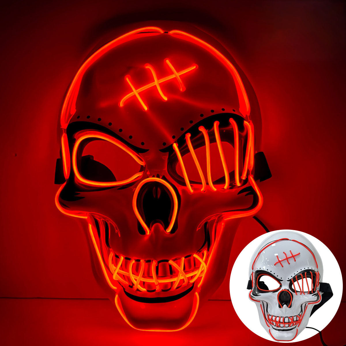 2025 New Halloween Scary LED Skeleton Mask