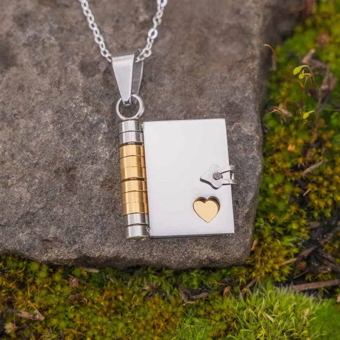 📖 Book Necklace (Your message written inside!)