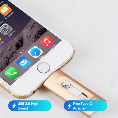 ⚡3 in 1 Flash Drive, Portable High Speed USB 3.0