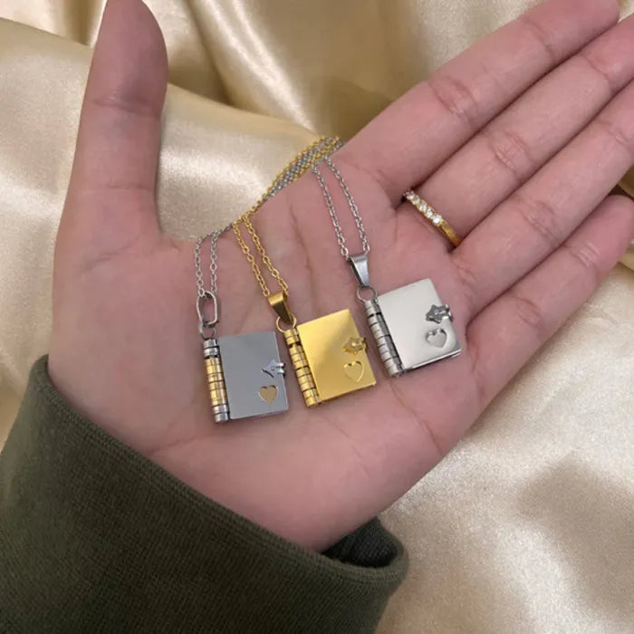 📖 Book Necklace (Your message written inside!)