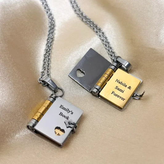 📖 Book Necklace (Your message written inside!)